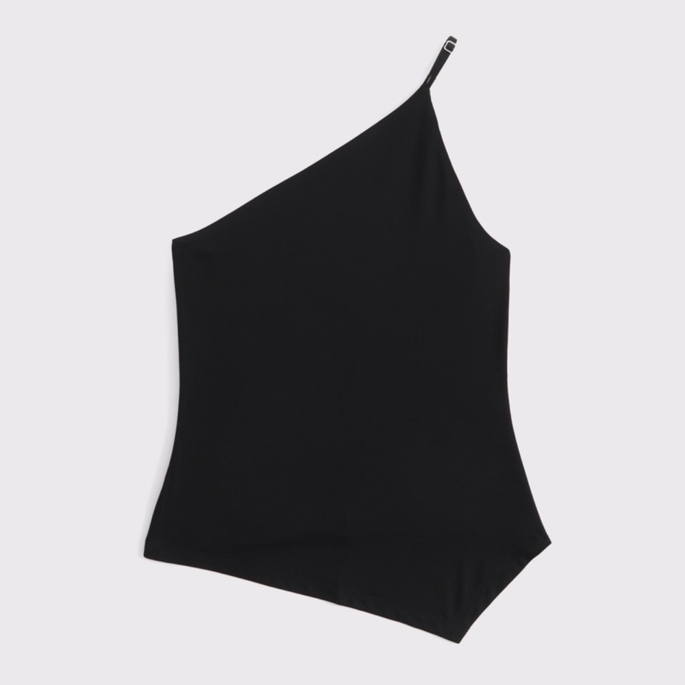 Abercrombie & Fitch Black Asymmetrical One-Shoulder Top